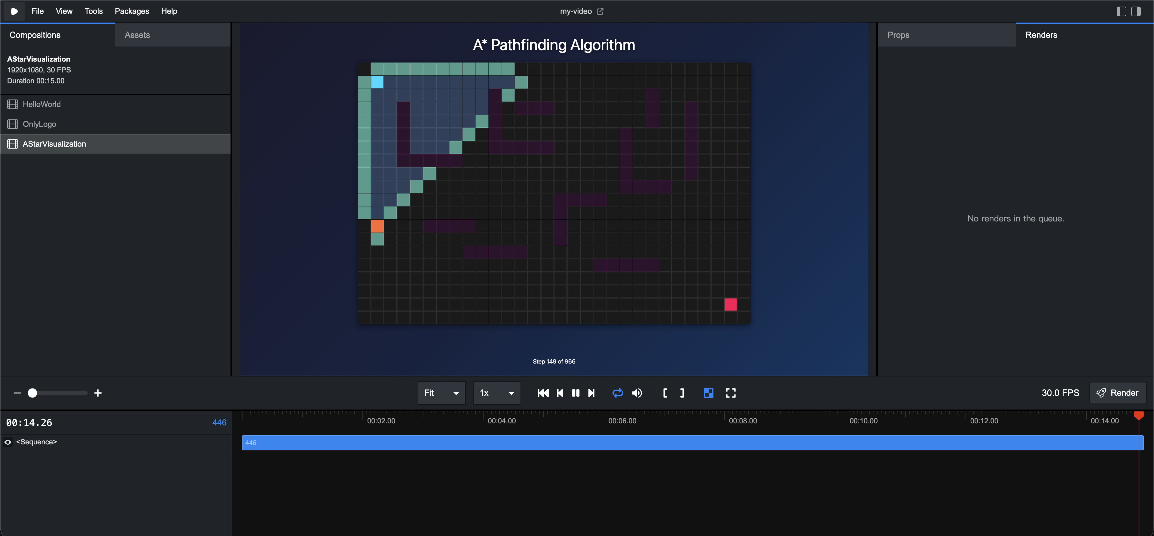Remotion Studio 预览界面